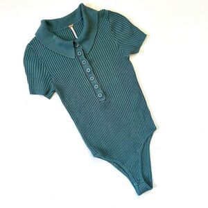 Free People Polo Ribbed Body Suit Small
